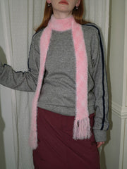 Y2K Soft Girl Pink Faux Mink Skinny Scarf