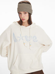 Vintage Cream Sea Shell 'LOVE' Graphic Hoodie