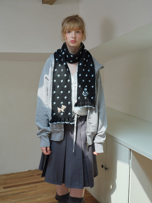 Wool Blend Jacquard Knitted Scarf