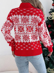 Green Fair Isle Snowflake Turtleneck Sweater - View 11 | TEVQA