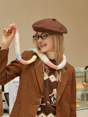 Sweet Pastel Striped Fuzzy Skinny Scarf - TEVQA