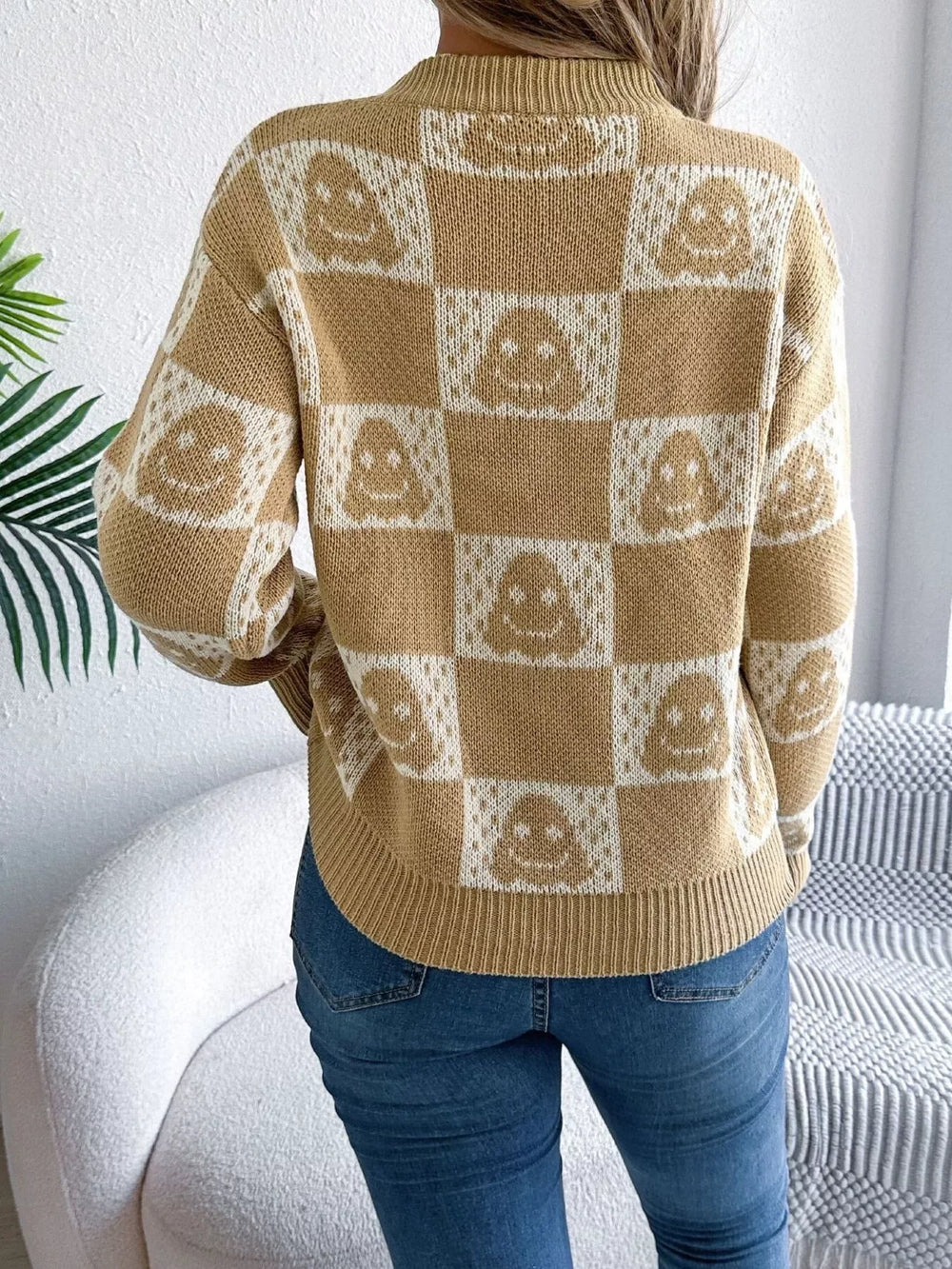 Ghost Checkered Knit Sweater - View 8 | TEVQA