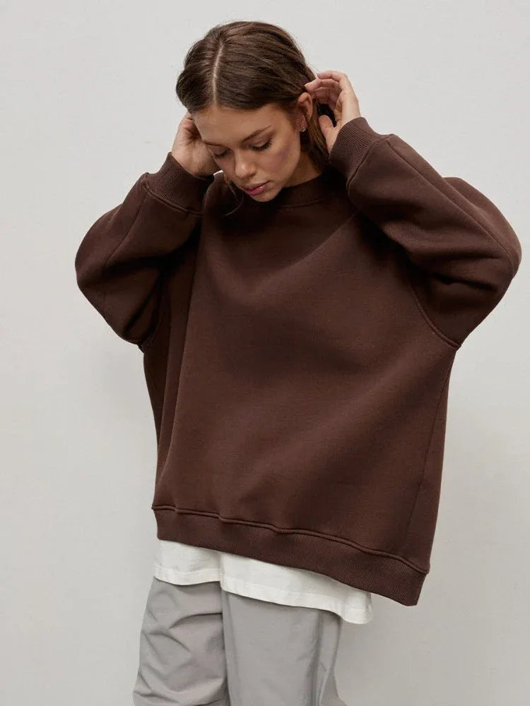 Ultimate Oversized Fleece Crew Neck Sweatshirt - TEVQA