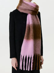 Oversized Forest Green & Brown Block Scarf - TEVQA
