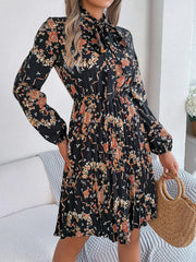 Vintage Pink Floral Pleated Dress - TEVQA