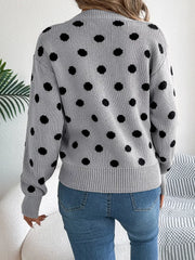 Camel Polka Dot Knit Sweater - View 15 | TEVQA
