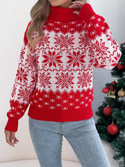 Green Fair Isle Snowflake Turtleneck Sweater - View 10 | TEVQA