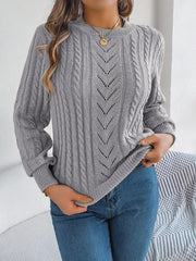 Women's Rust Cable Knit Sweater - TEVQA