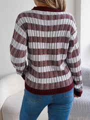 Vintage Lantern Sleeve Knit Sweater - Burgundy - TEVQA