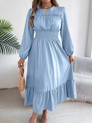 Emerald Green Ruffle Smocked Waist Maxi Dress - View 22 | TEVQA