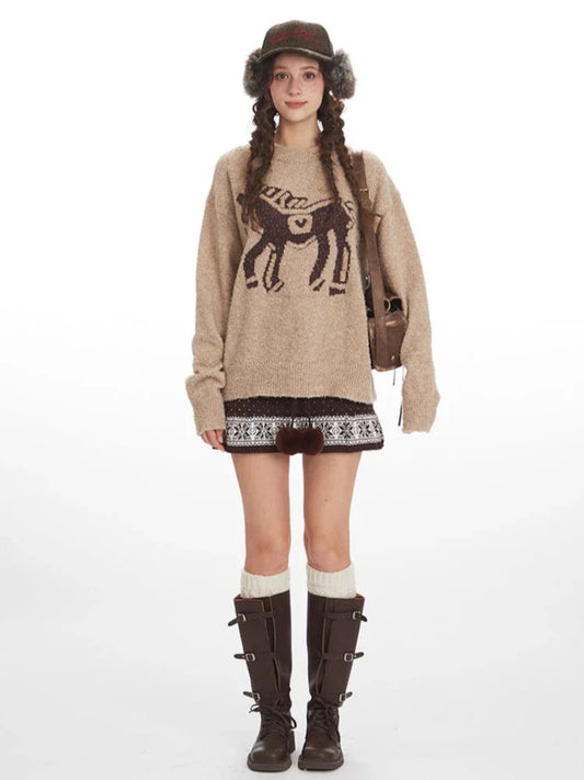 Vintage Equestrian Horse Graphic Sweater - TEVQA