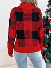 Buffalo Plaid Turtleneck Sweater - View 8 | TEVQA