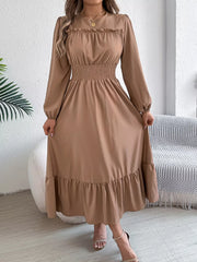Emerald Green Ruffle Smocked Waist Maxi Dress - View 15 | TEVQA