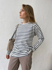 Classic Striped Long Sleeve T-Shirt - View 9 | TEVQA