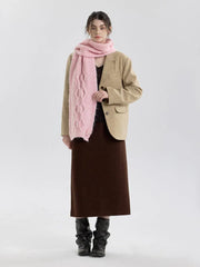 Vintage Rose Cable Knit Scarf - TEVQA