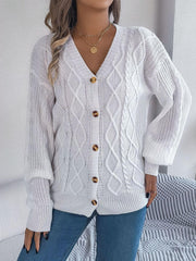 Pink cable knit button down cardigan - View 12 | TEVQA