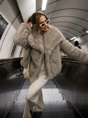 Cloud-Soft Oversized Lapel Faux Fur Jacket - View 6 | TEVQA
