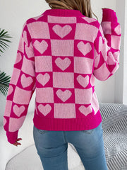 Heart Checkerboard Sweater - View 8 | TEVQA