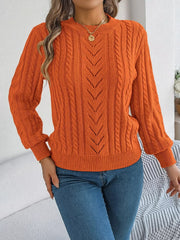 Women's Rust Cable Knit Sweater - TEVQA