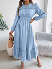 Emerald Green Ruffle Smocked Waist Maxi Dress - View 23 | TEVQA