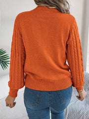 Women's Rust Cable Knit Sweater - TEVQA