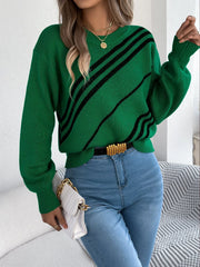 Crimson Vogue Diagonal Stripe Knit Sweater - View 8 | TEVQA