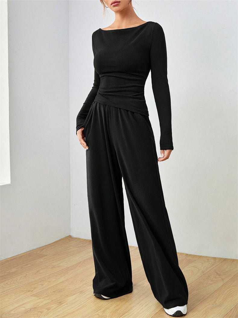 Elegant Boat Neck Wide Leg Two - Piece Set - 12 - 29