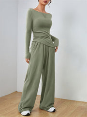 Elegant Boat Neck Wide Leg Two - Piece Set - 12 - 29