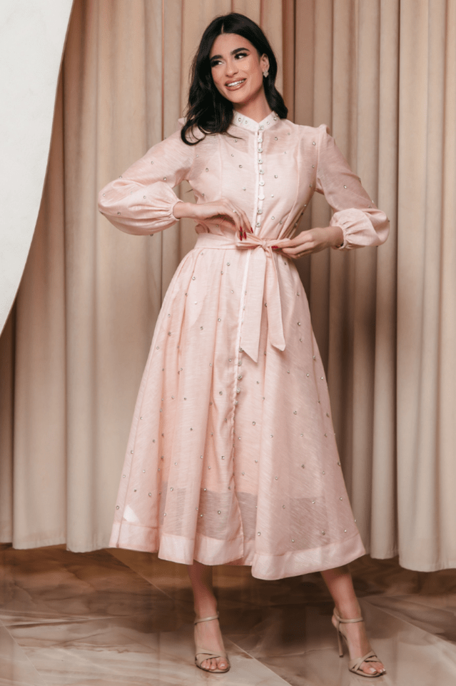 Emelia Crystal Embellished Sheer Maxi Dress - Tevqa