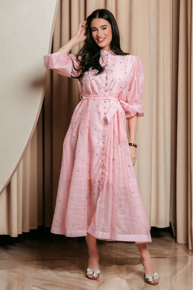 Emelia Crystal Embellished Sheer Maxi Dress - Tevqa