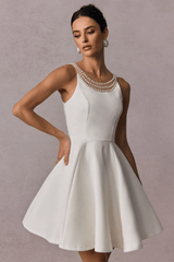 Esther Pearl Embelished Open Back Mini Dress - Tevqa