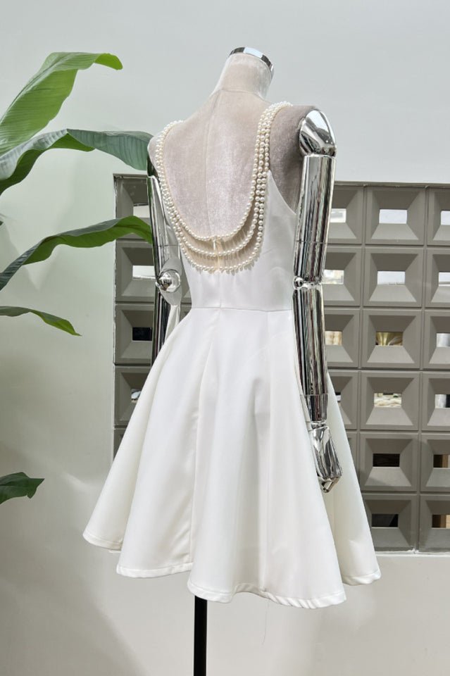 Esther Pearl Embelished Open Back Mini Dress - Tevqa