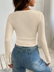 Ribbed knit v-neck top - View 8 | TEVQA