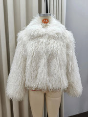 Shaggy Faux Fur Crop Jacket - View 12 | TEVQA