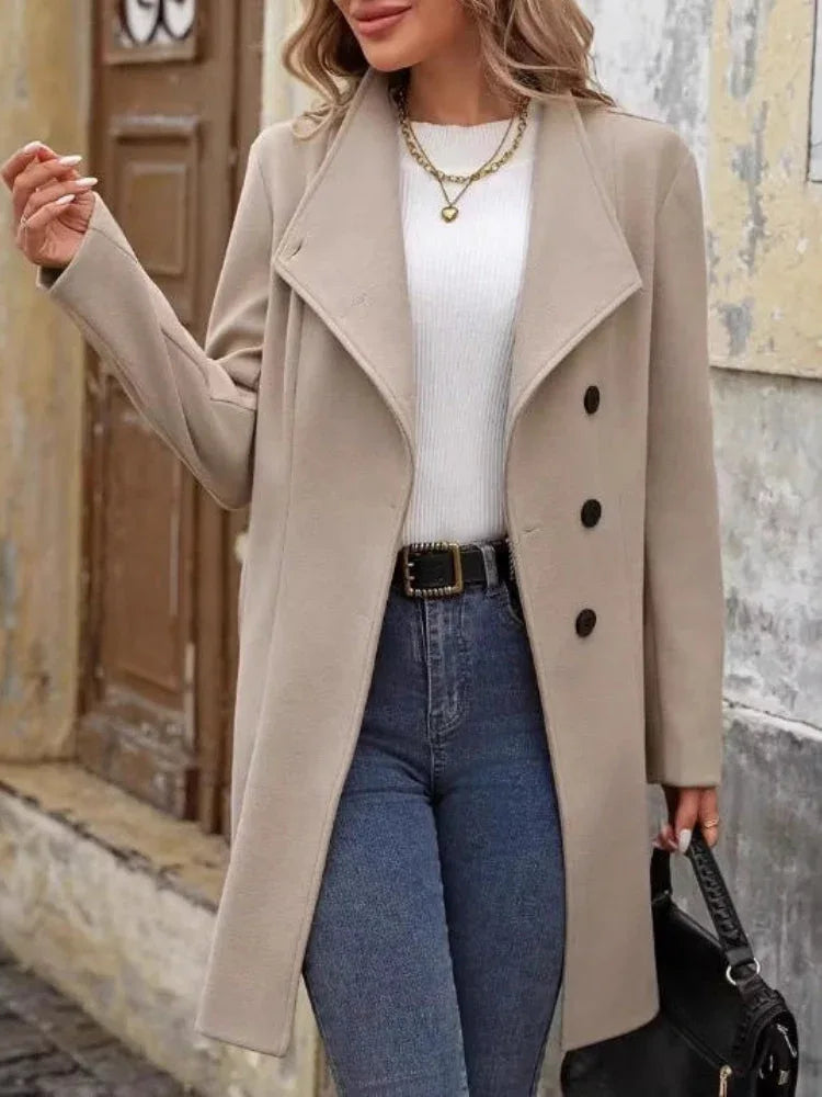 The Olivia Belted Wool-Blend Coat - TEVQA