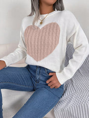 Grey and white cable knit heart sweater - View 8 | TEVQA