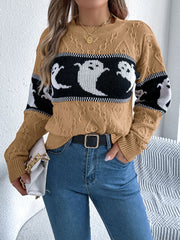 Spooky Chic Ghost Cable Knit Sweater