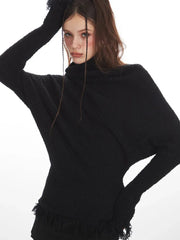 Subversive Basic Asymmetric Distressed Knit Top - TEVQA
