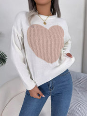 Grey and white cable knit heart sweater - View 7 | TEVQA