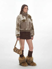 Abstract Camo Sherpa Fleece Jacket - TEVQA