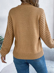 White Hollow Out Pointelle Knit Sweater - TEVQA