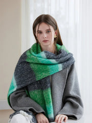 Oversized Monochrome Striped Tassel Shawl - View 7 | TEVQA