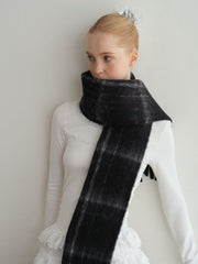 Dark Coquette Black Plaid Scarf