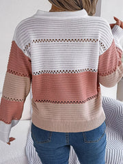 Color block knit henley sweater - View 14 | TEVQA