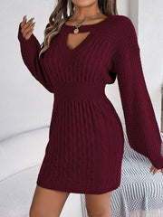 Grey cable knit sweater dress - View 6 | TEVQA