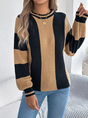Vertical Stripe Knit Sweater - View 16 | TEVQA