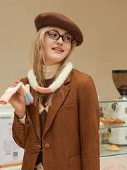 Sweet Pastel Striped Fuzzy Skinny Scarf - TEVQA