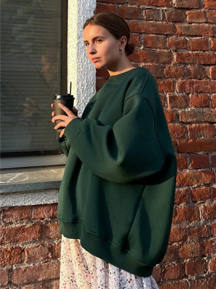 Ultimate Oversized Fleece Crew Neck Sweatshirt - TEVQA