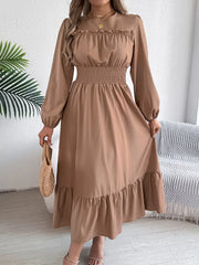 Emerald Green Ruffle Smocked Waist Maxi Dress - View 11 | TEVQA