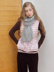 Classic Cable Knit Wool Blend Scarf Grey